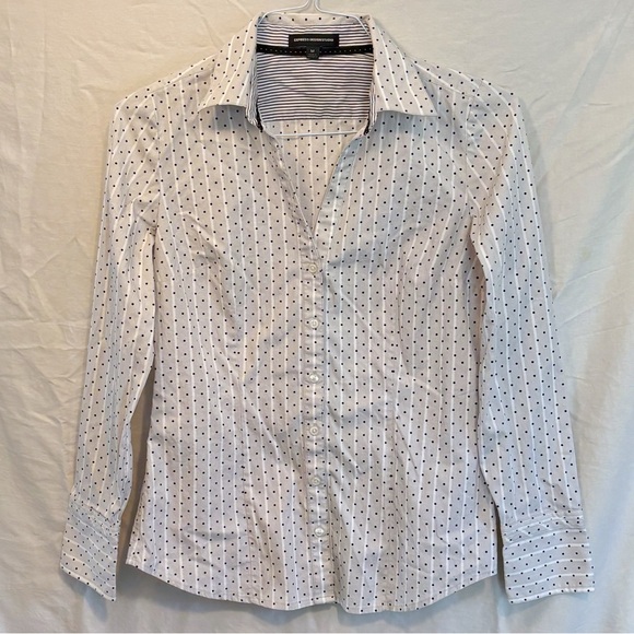 Express women’s gray and black polka dot button up - Picture 2 of 6